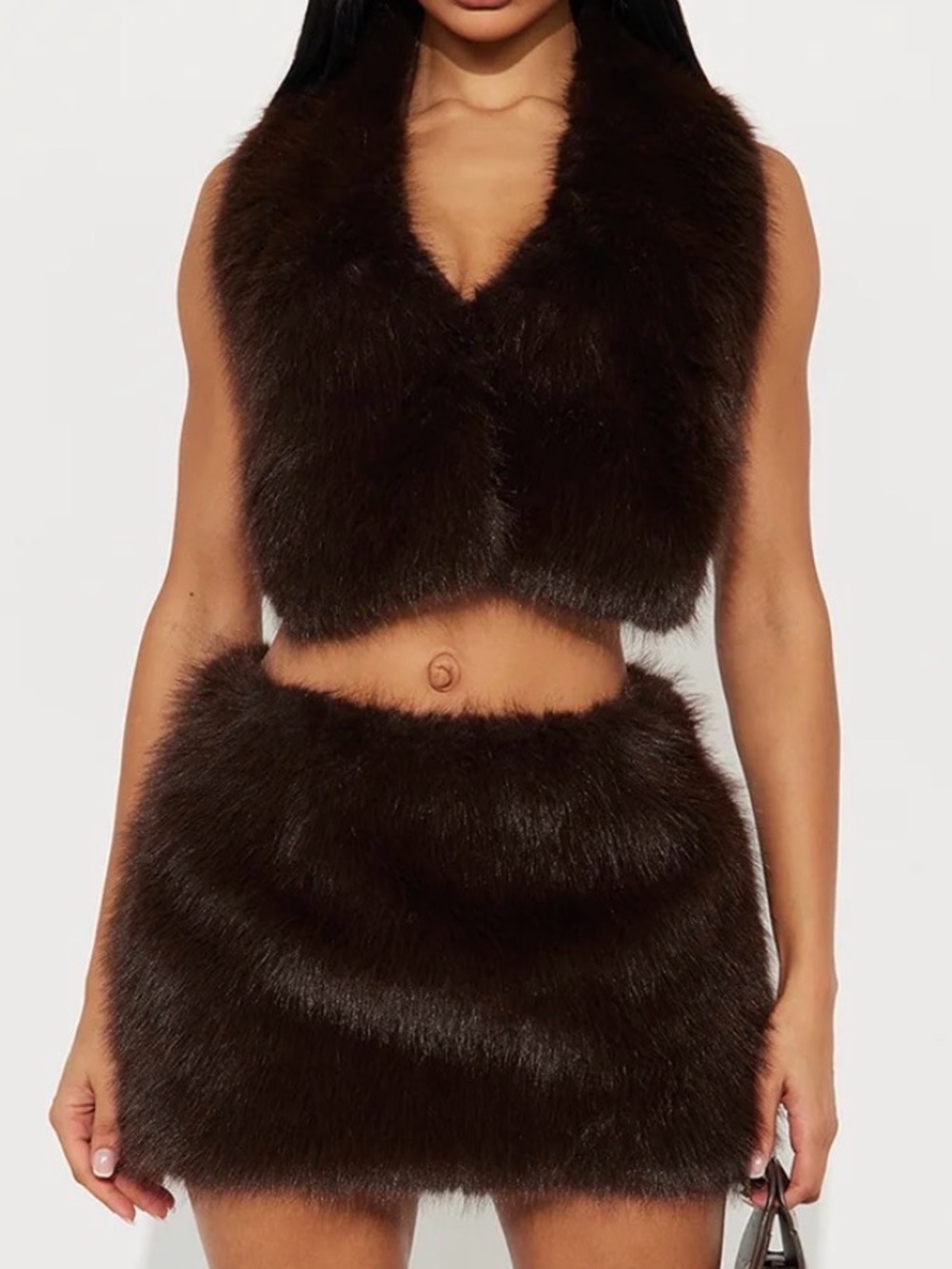 Fashion Nova Fur Mini Skirt Set